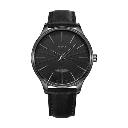 Yazole Men Fashion Simple Casual Quartz Watch Minimalist Style Leather Business Wristwatch