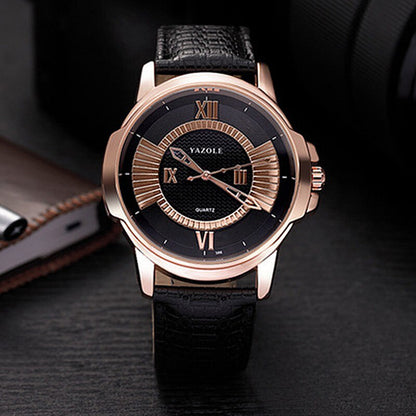 Yazole Luxury Business Male Clock Quartz-wristwatch Leisure Leather Watch