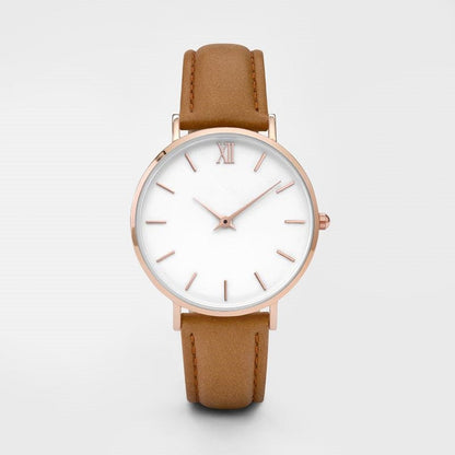 Women Fashion Simple Watches Casual Leather Ladies Female Clock