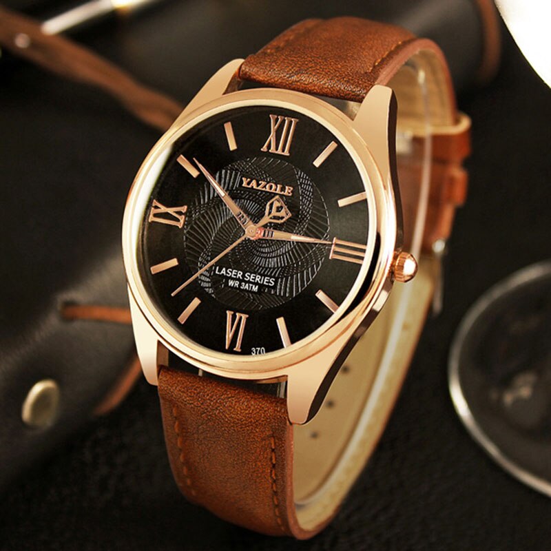 Yazole Mens Watches Top Brand Luxury Unique Designer Quartz Business Gentlemen Clock