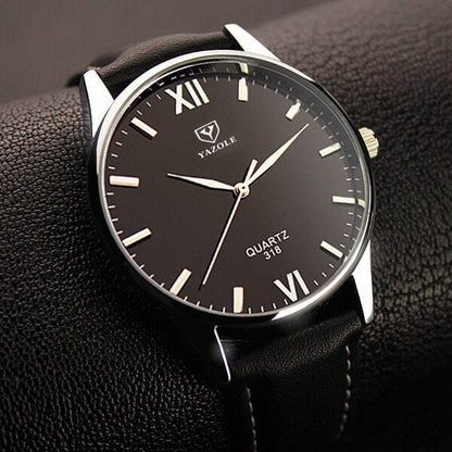 Yazole Simple Hook Needle Business Watch Roman Scale Male Soft Leather Watch