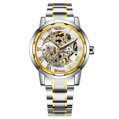 Winner Classic Mechanical Men Watch Stainless Steel Skeleton Luxury Automatic Wristwatch