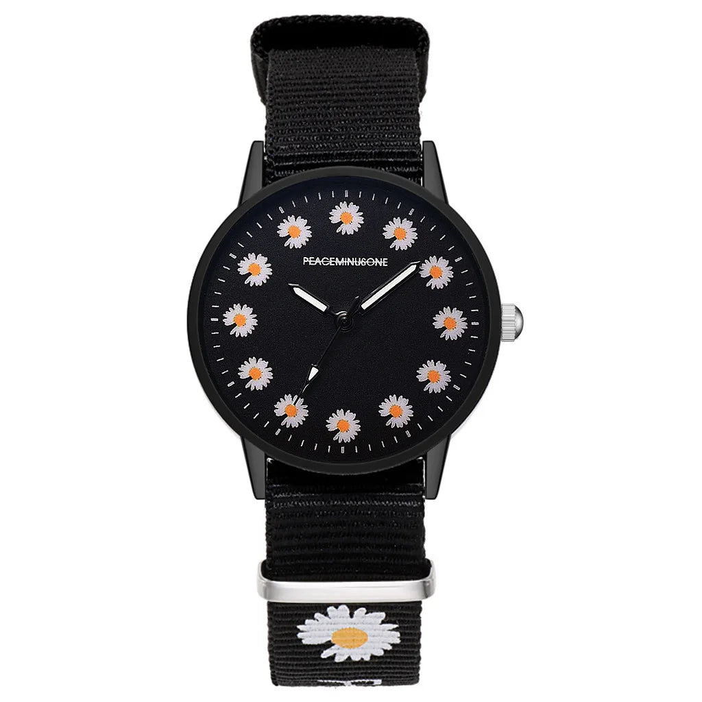 Women Bracelet Daisy Flowers Nylon Watch