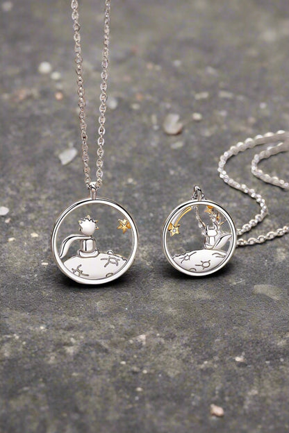 925 Silver Little Prince & Little Fox Couple Necklace