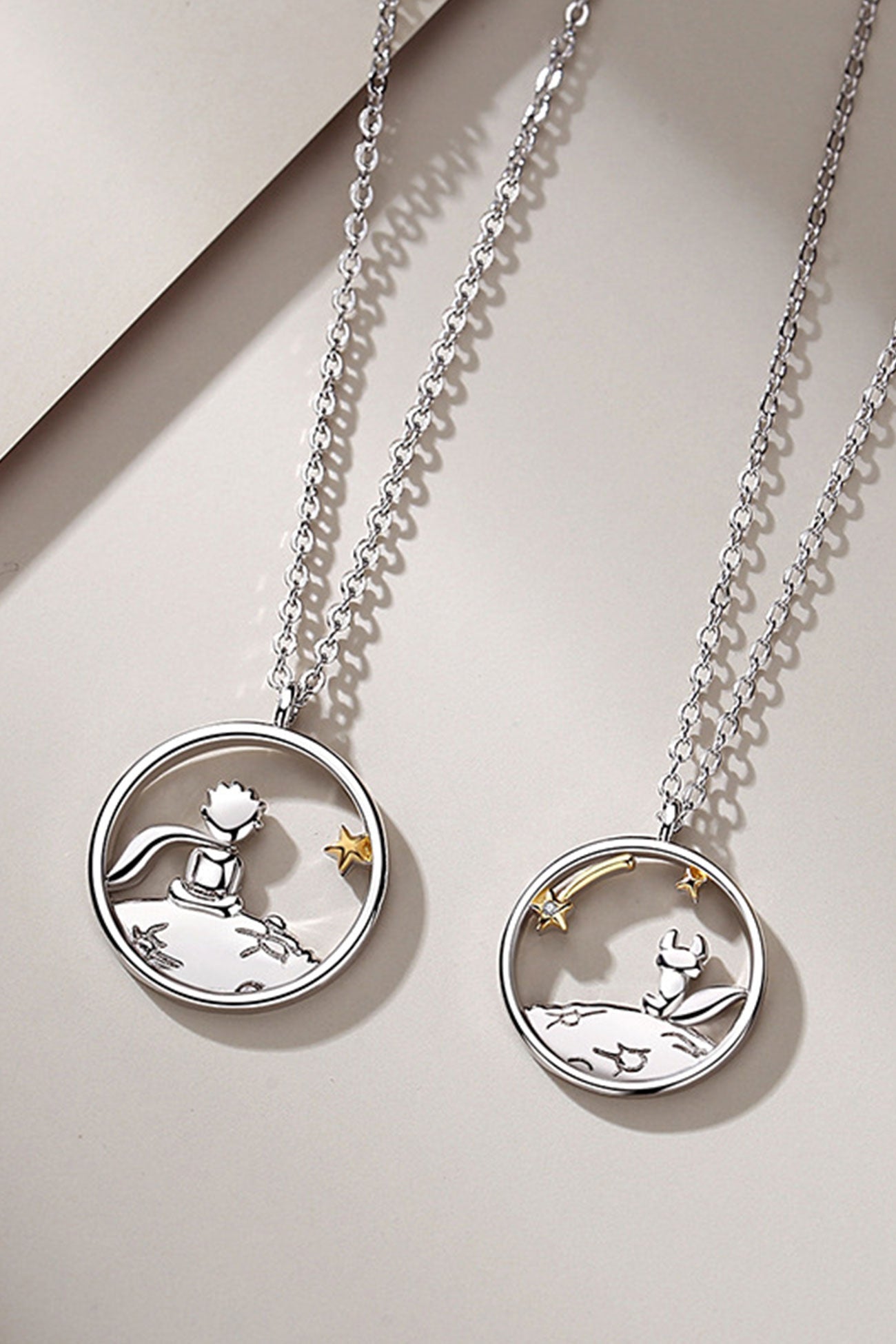 925 Silver Little Prince & Little Fox Couple Necklace