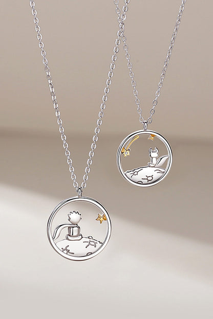 925 Silver Little Prince & Little Fox Couple Necklace