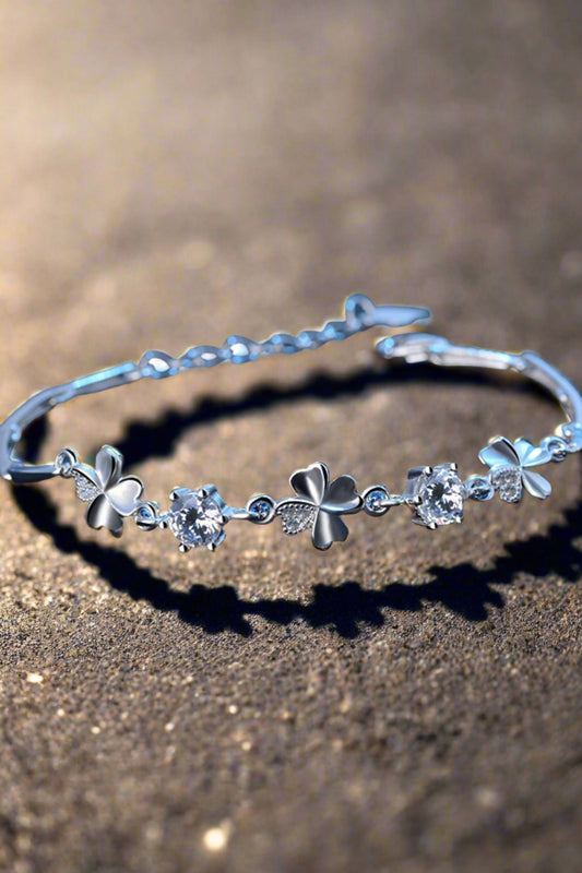 925 Silver Lucky Four-leaf Clover Bracelet