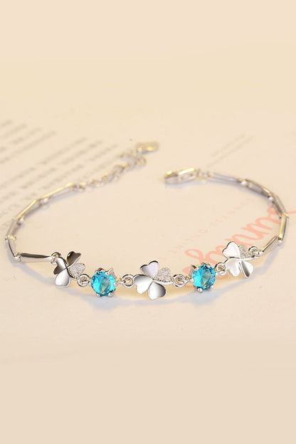 925 Silver Lucky Four-leaf Clover Bracelet