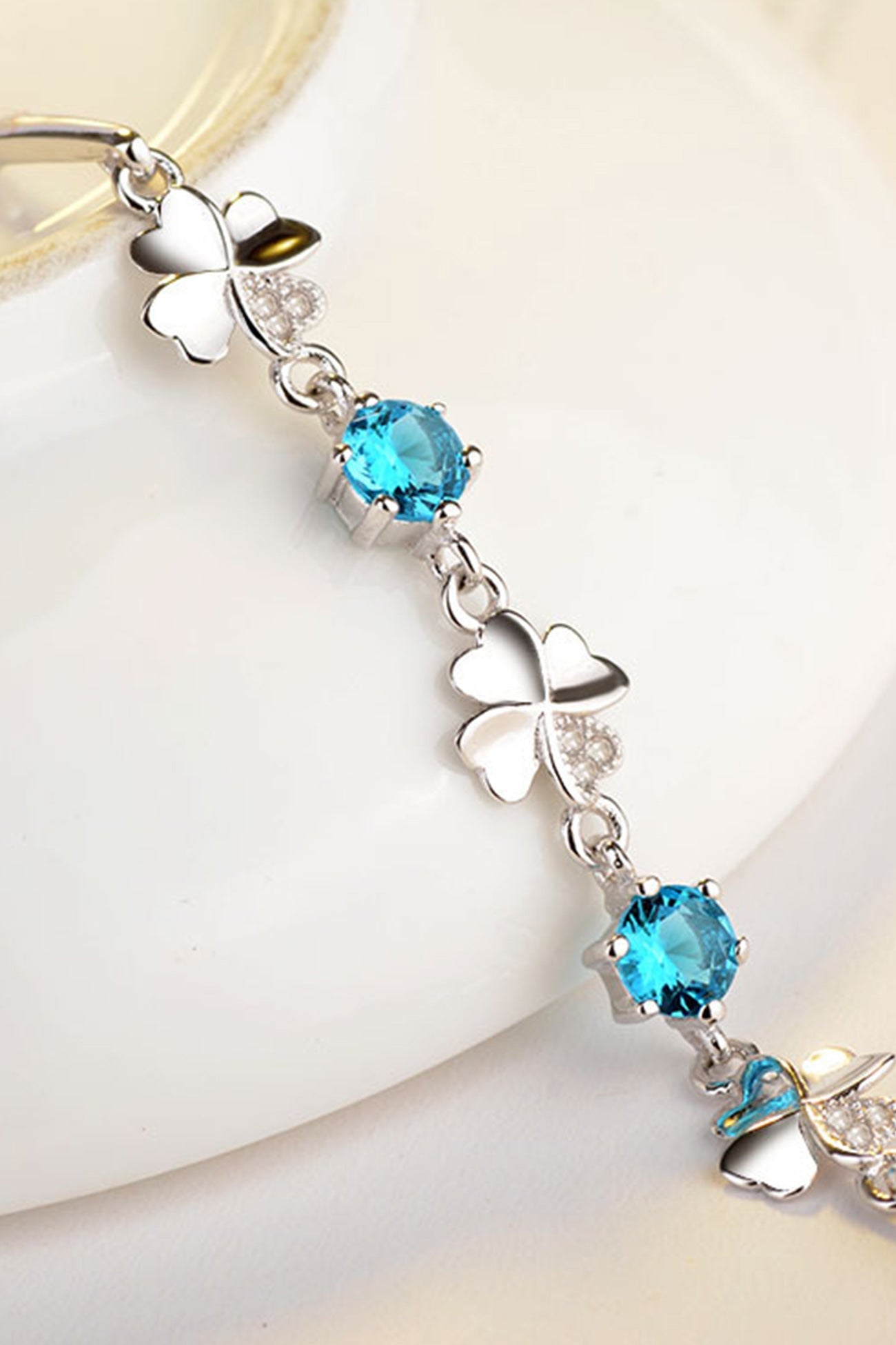 925 Silver Lucky Four-leaf Clover Bracelet