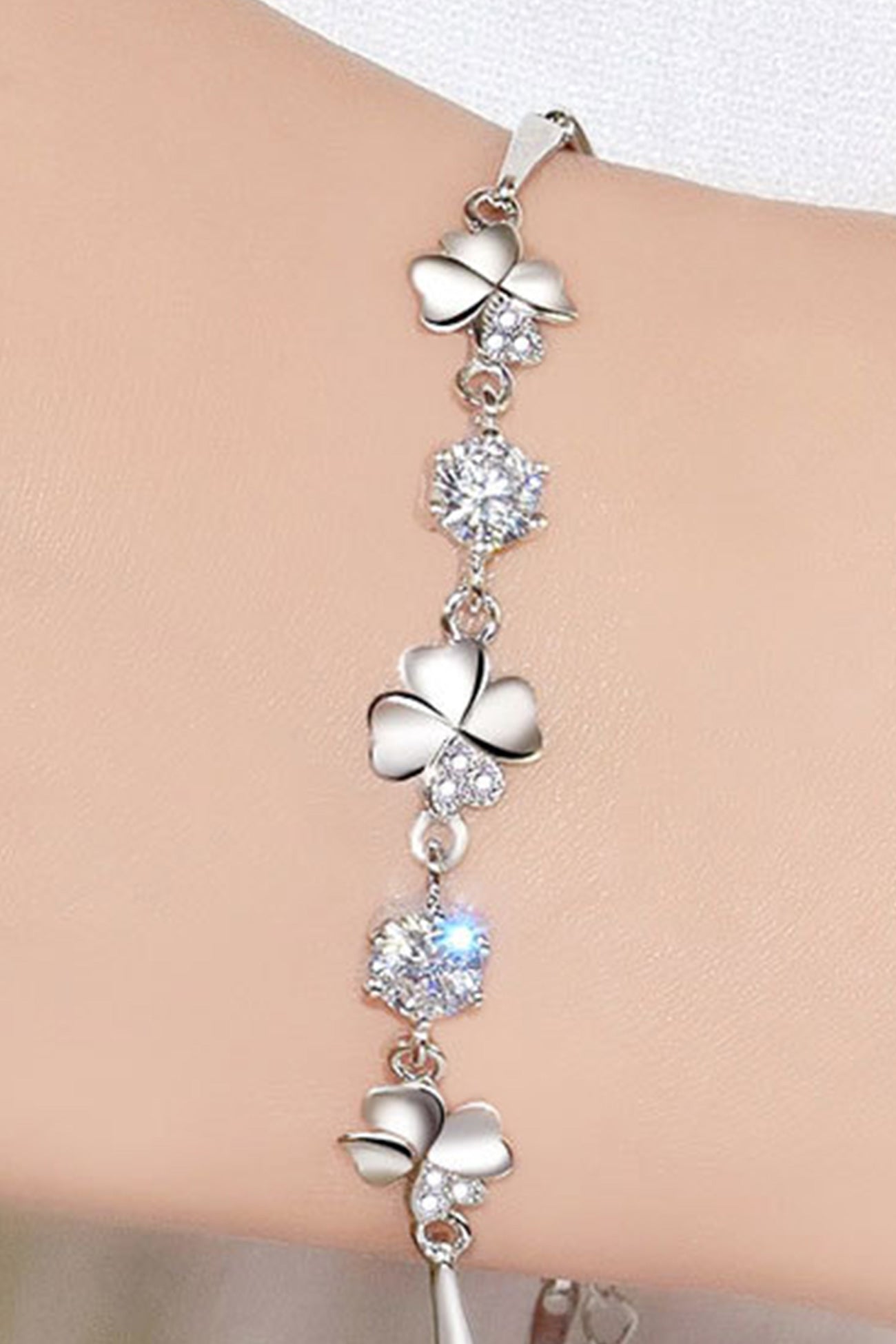 925 Silver Lucky Four-leaf Clover Bracelet