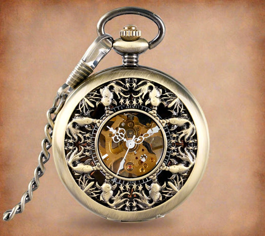 Mechanical Pocket Watch Koi Carp