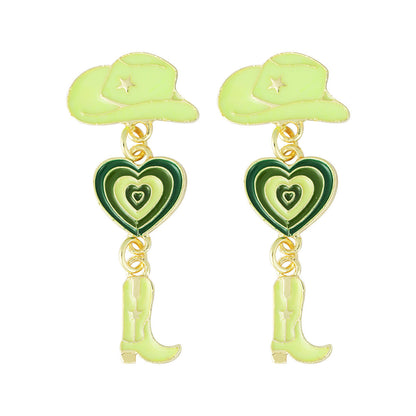 Western Cowboy Hats Boots Heart shaped Earrings