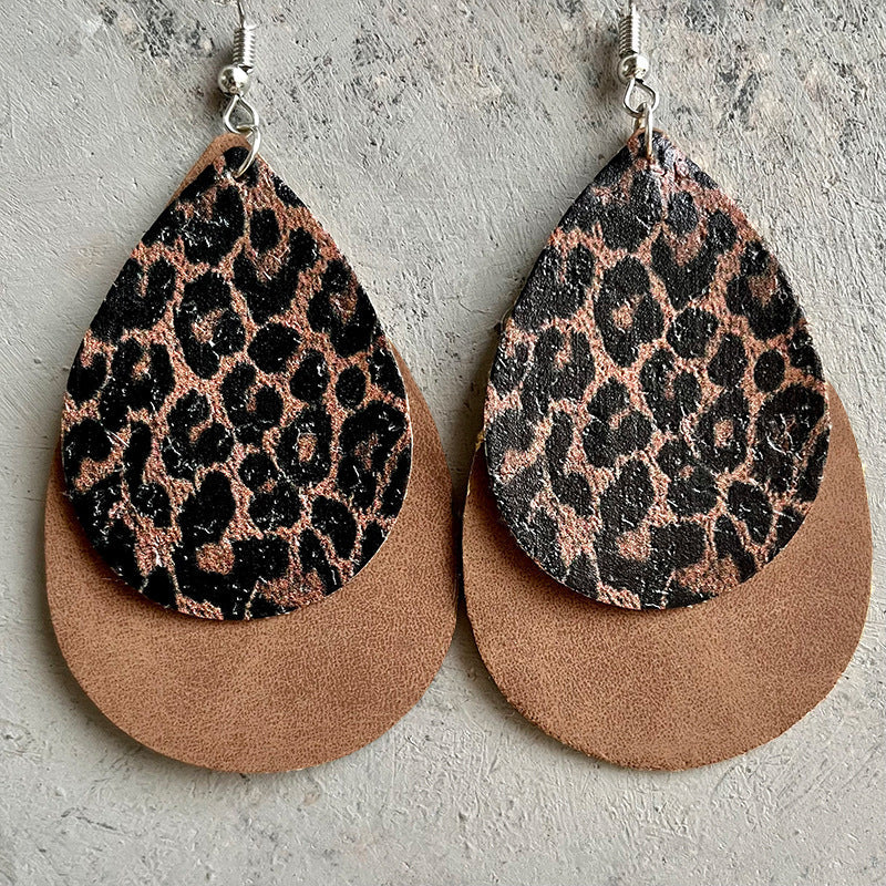 2pairs/pack American Flag Leopard Print Western Teardrop Leather