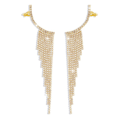 Alloy Rhinestone Tassel Earrings