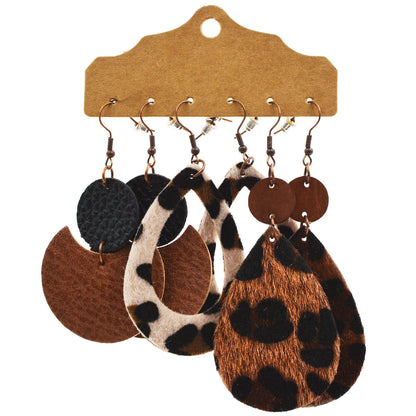 Western Style Leopard Print Cow Earrings