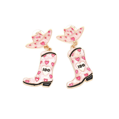 Alloy Drip Oil Love Hat Boots Earrings