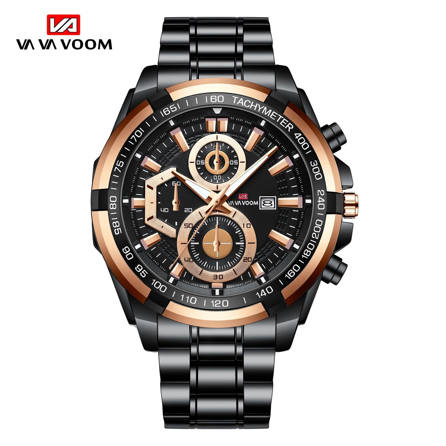 Waterproof Stainless Steel Chain Steel Band Watch Luminous Business Sports Men's Casual Watch