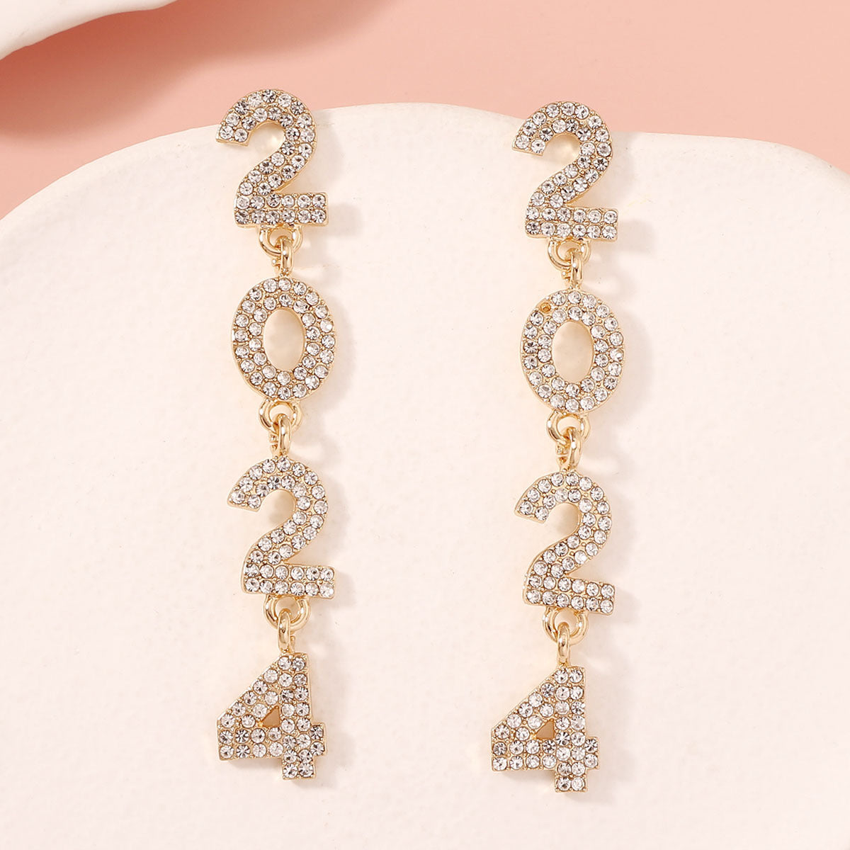 2024 Full Diamond Digital Zinc Alloy Earrings