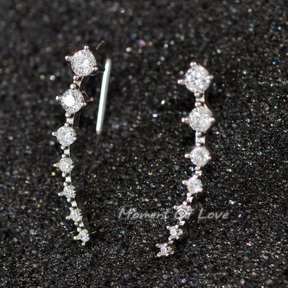 Alloy Row 7-diamond Inlaid Rhinestone Earrings