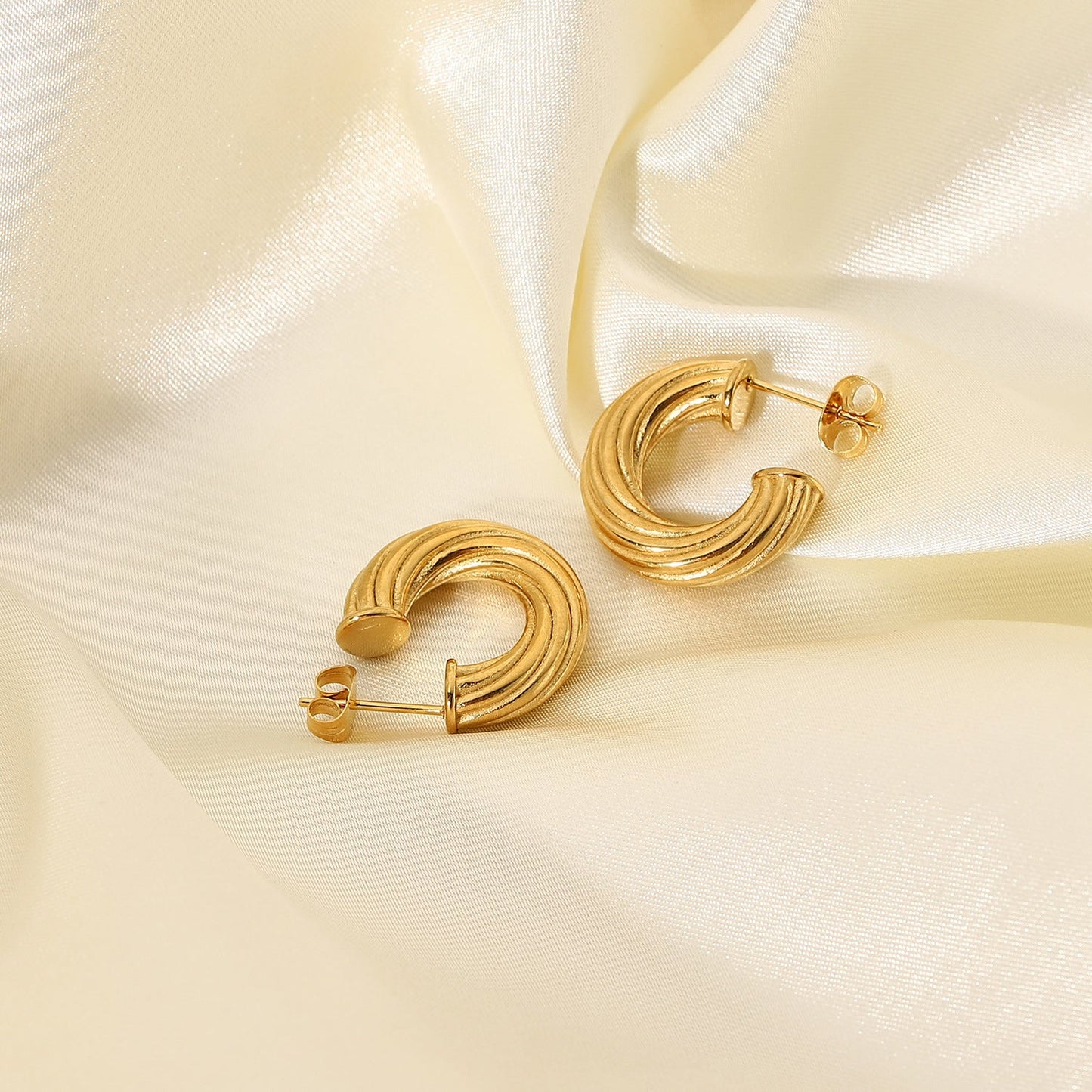 18K Gold Plated Stainless Steel Twisted Earrings