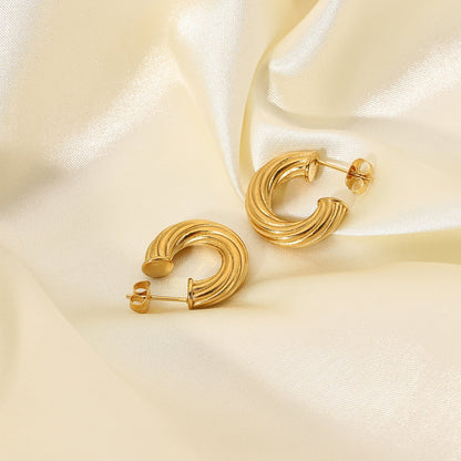 18K Gold Plated Stainless Steel Twisted Earrings