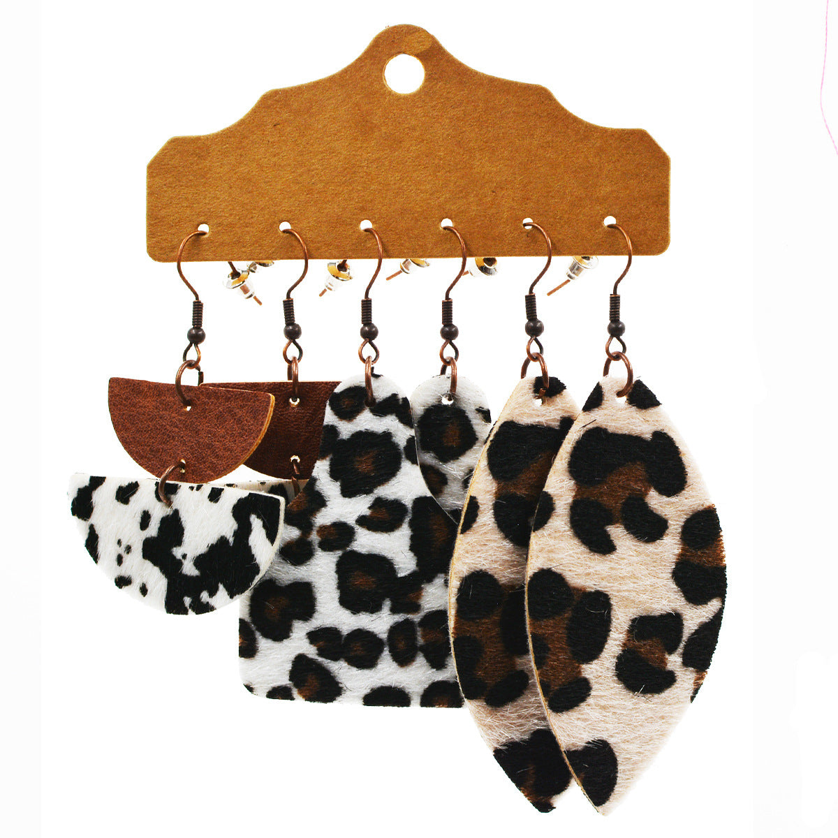 Western Style Leopard Print Cow Earrings