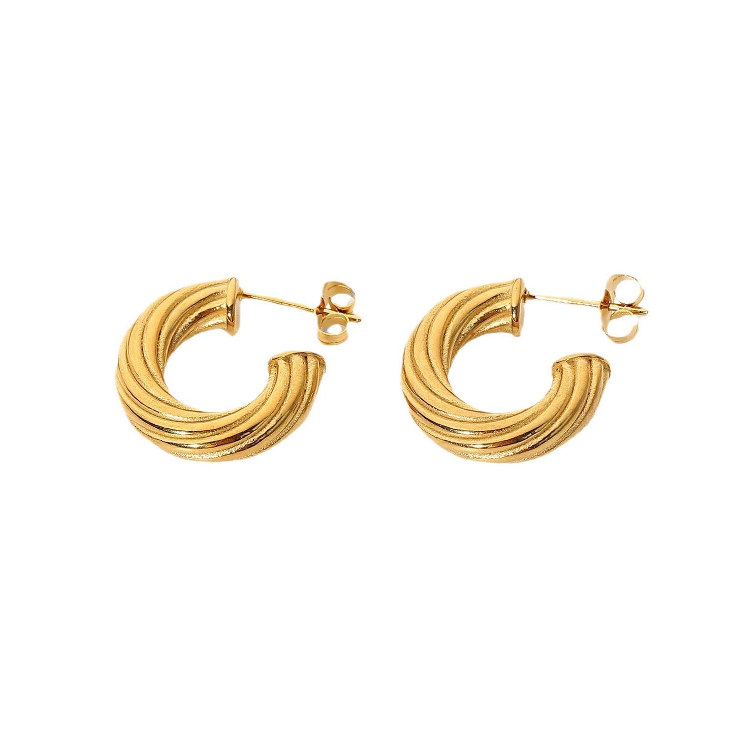 18K Gold Plated Stainless Steel Twisted Earrings