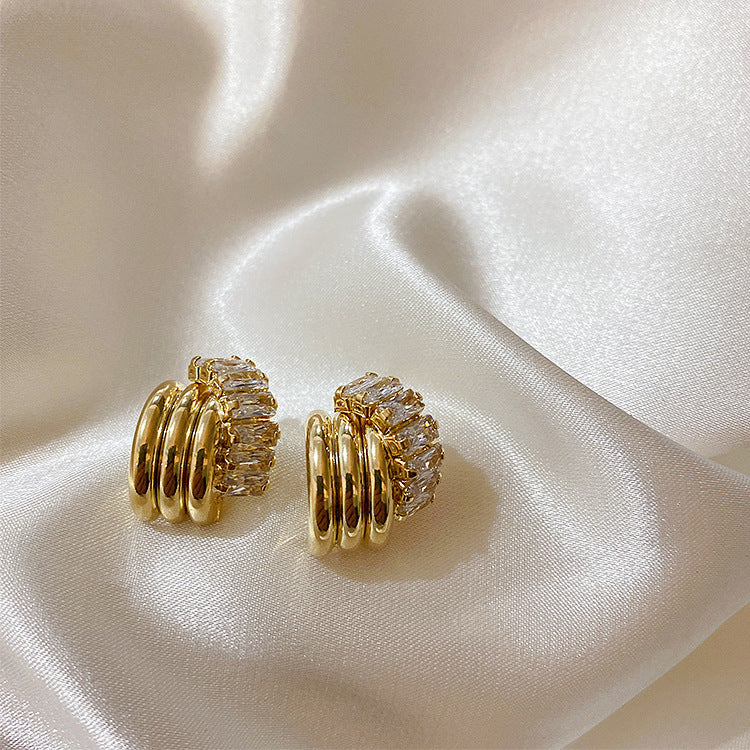 Zirconia Metal Staggered Fashion Earrings