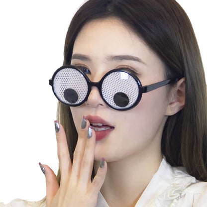 ABS Round Frame Rotatable Eyeball Funny Glasses