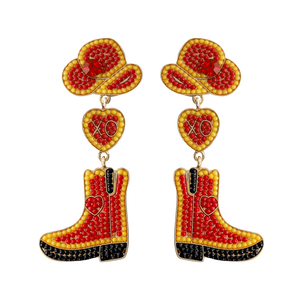 Western Cowboy Hats Boots Heart shaped Earrings