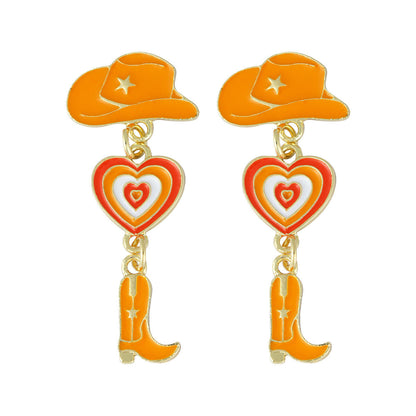 Western Cowboy Hats Boots Heart shaped Earrings