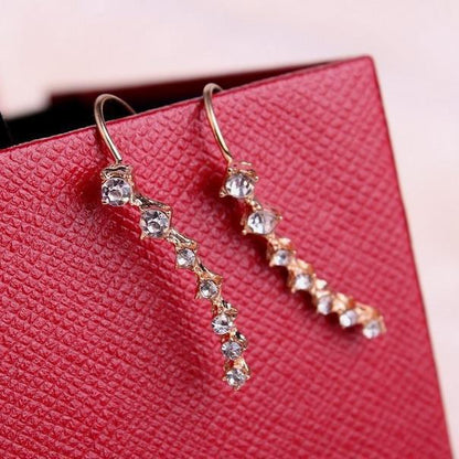 Alloy Row 7-diamond Inlaid Rhinestone Earrings