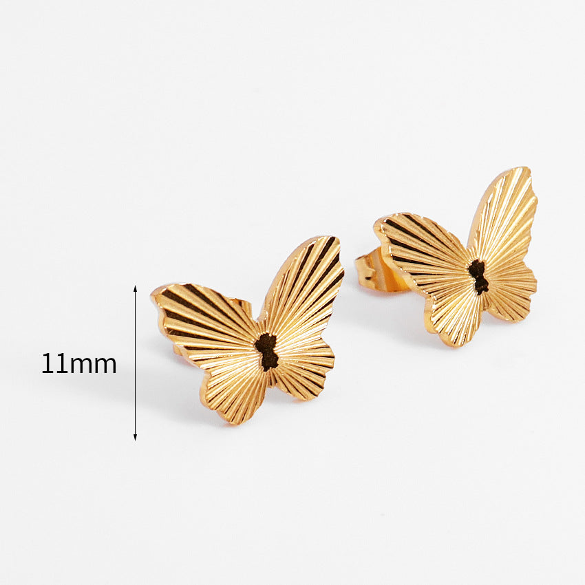 18K Gold Plated Butterfly Titanium Steel Earrings