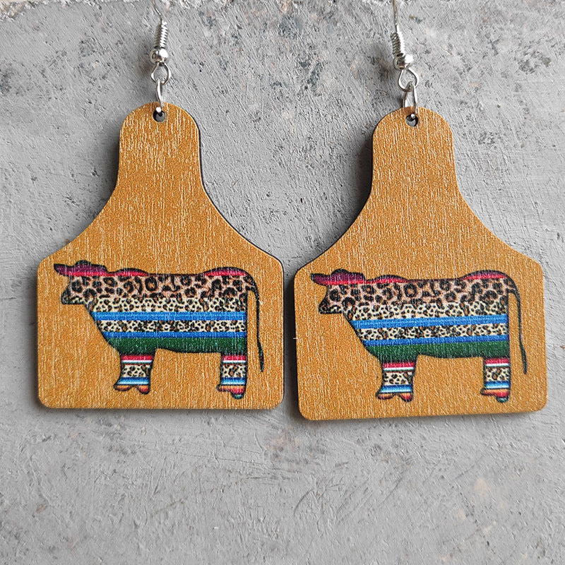 Western Style Aztec Oxwood Brand Earrings