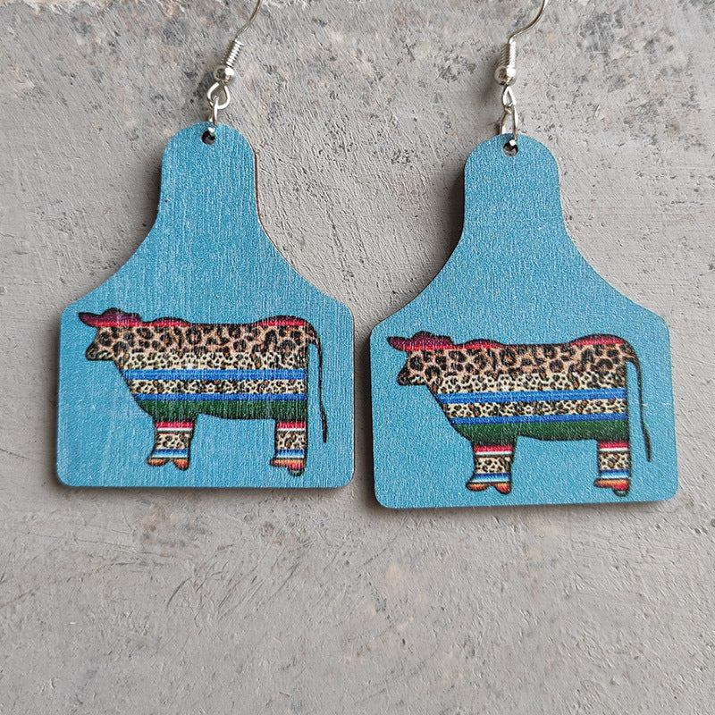 Western Style Aztec Oxwood Brand Earrings