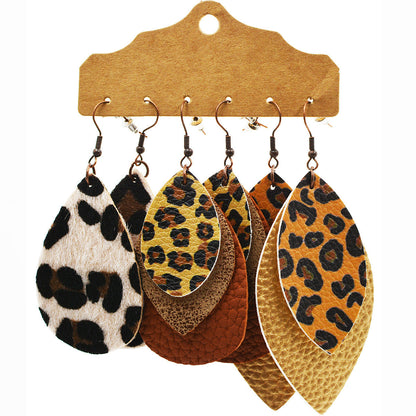 Western Style Leopard Print Cow Earrings