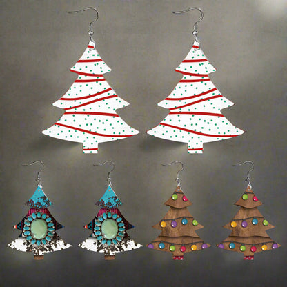 Western Style Christmas Tree Earrings