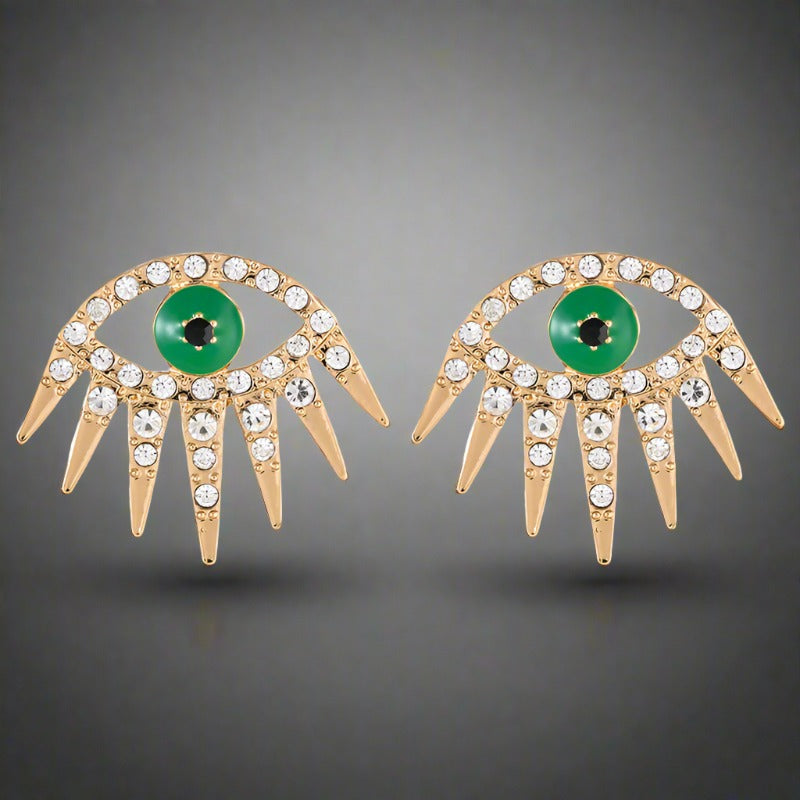 Alloy Gold Plated Diamond Dripping Devil's Eye Earrings