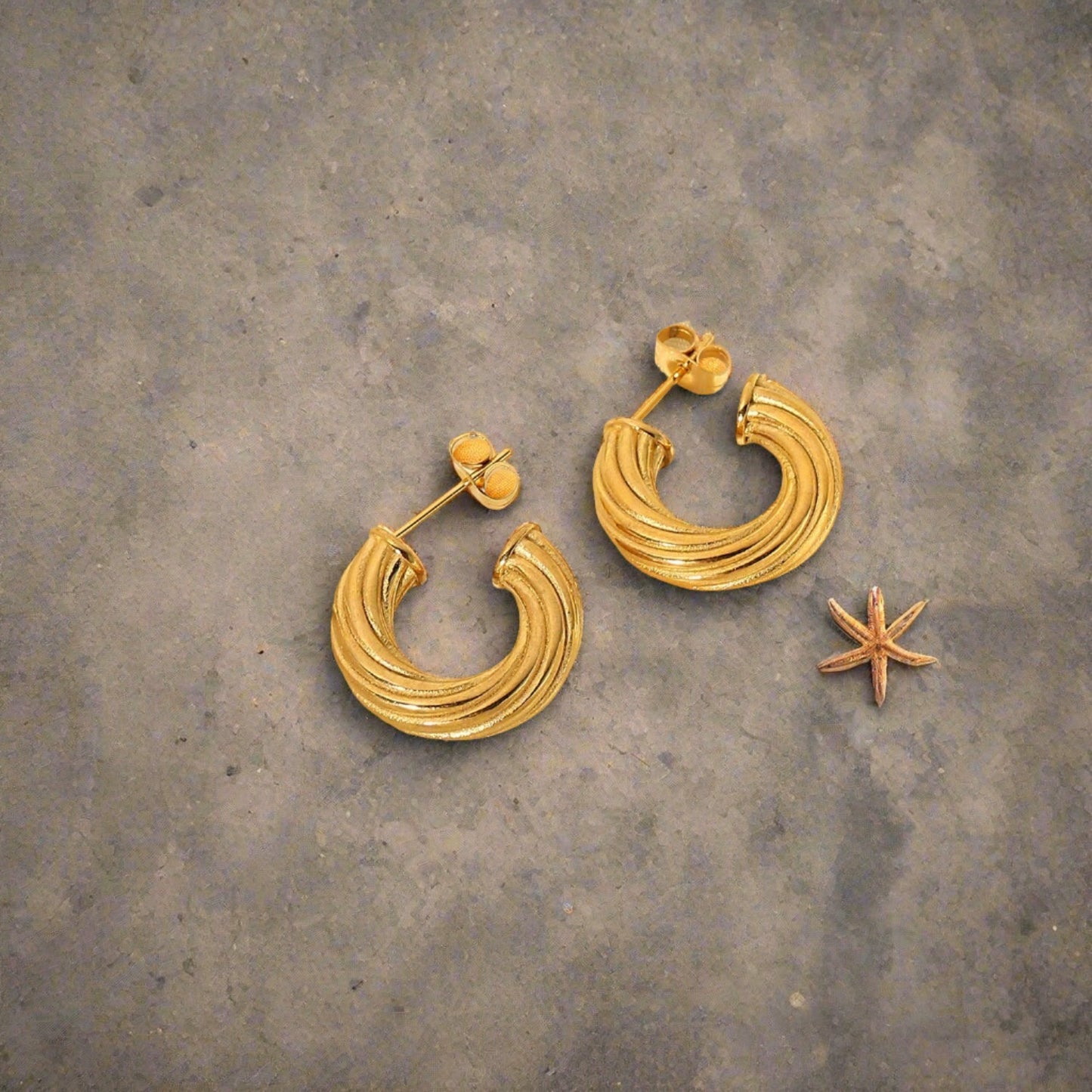 18K Gold Plated Stainless Steel Twisted Earrings