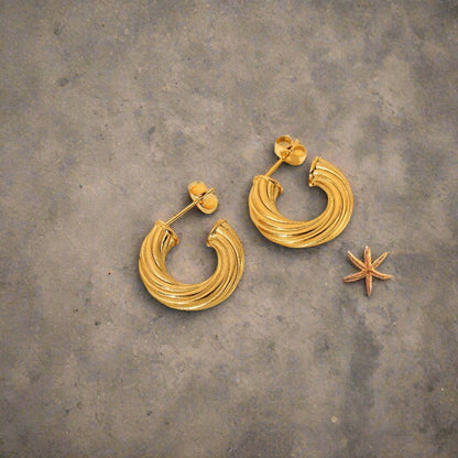 18K Gold Plated Stainless Steel Twisted Earrings