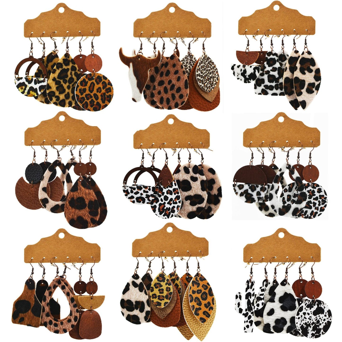 Western Style Leopard Print Cow Earrings