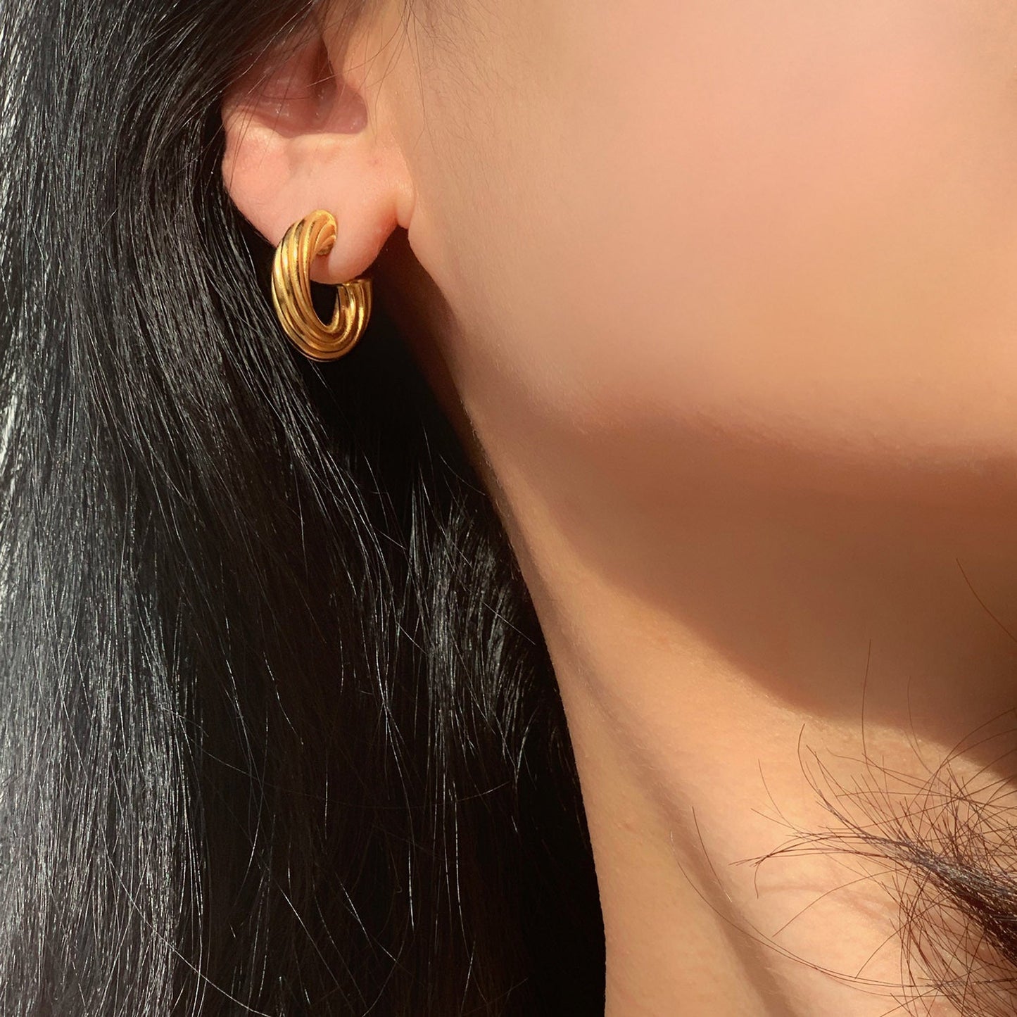 18K Gold Plated Stainless Steel Twisted Earrings