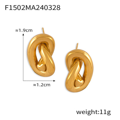 18K Gold Plated Heart Line Twisted Earrings