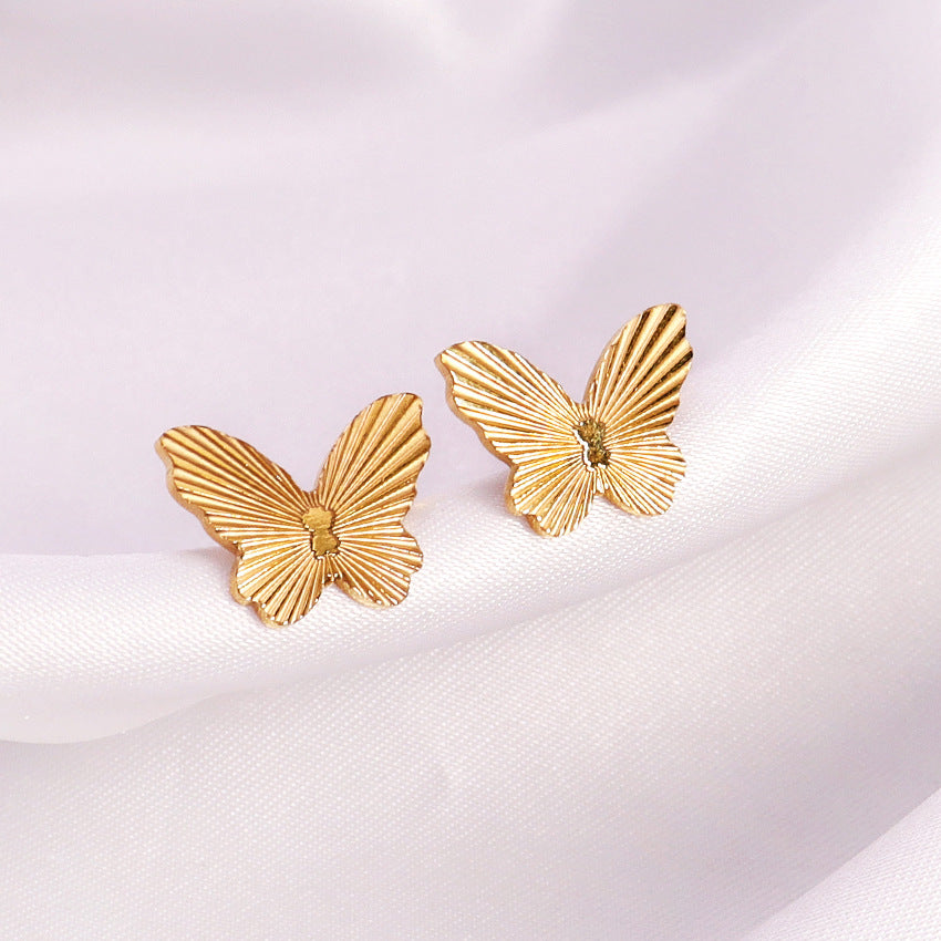 18K Gold Plated Butterfly Titanium Steel Earrings