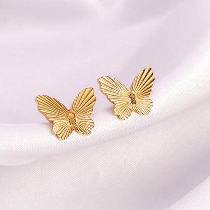 18K Gold Plated Butterfly Titanium Steel Earrings