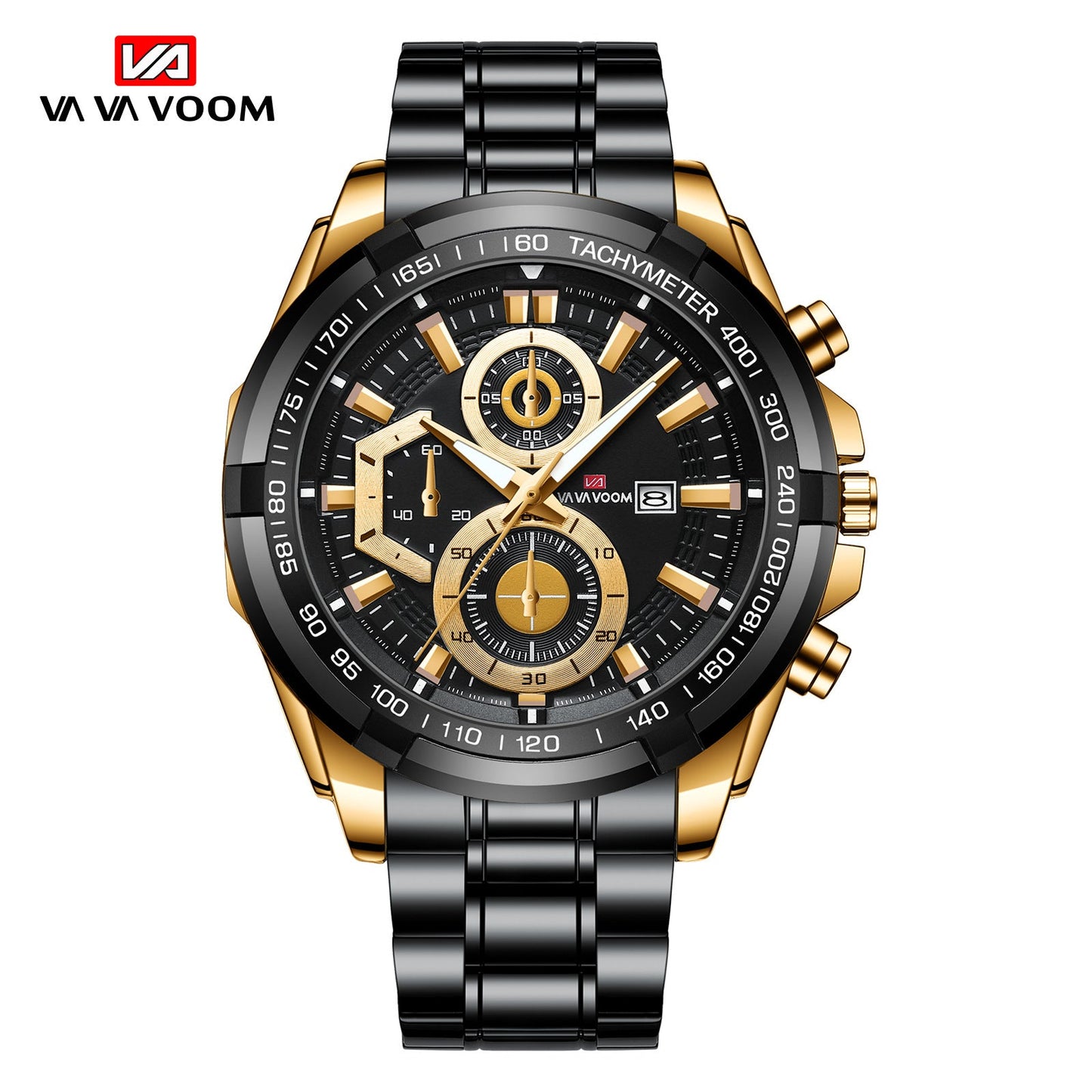 Waterproof Stainless Steel Chain Steel Band Watch Luminous Business Sports Men's Casual Watch