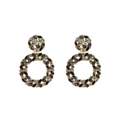 Alloy Diamond Round Full Diamond Earrings