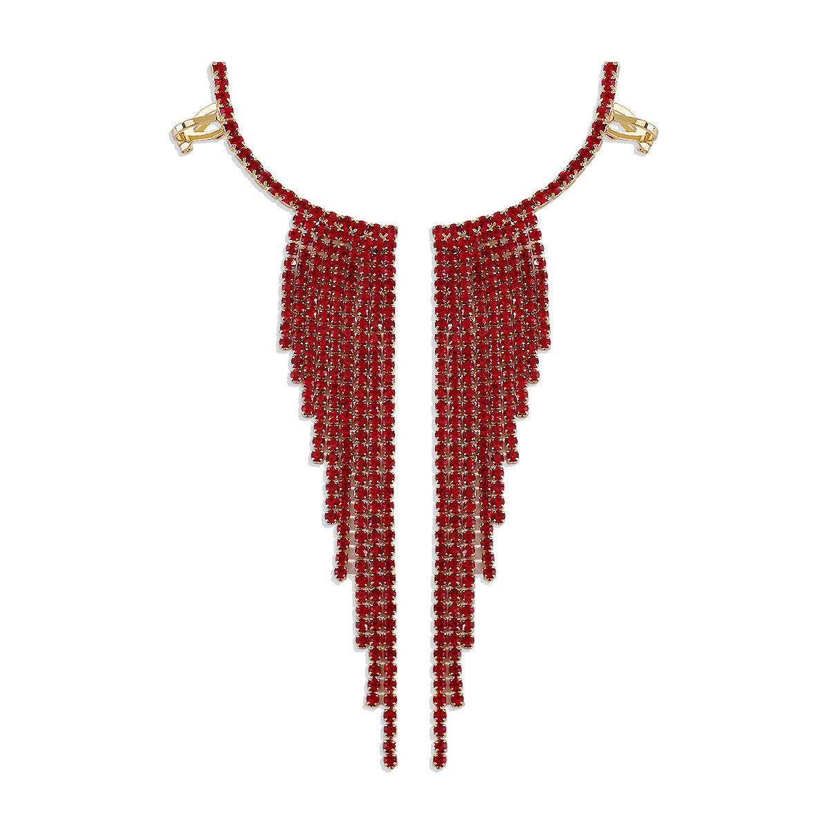 Alloy Rhinestone Tassel Earrings