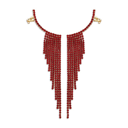 Alloy Rhinestone Tassel Earrings