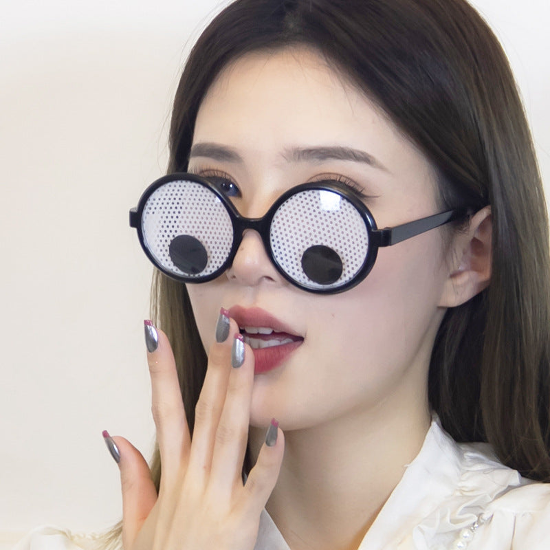 ABS Round Frame Rotatable Eyeball Funny Glasses